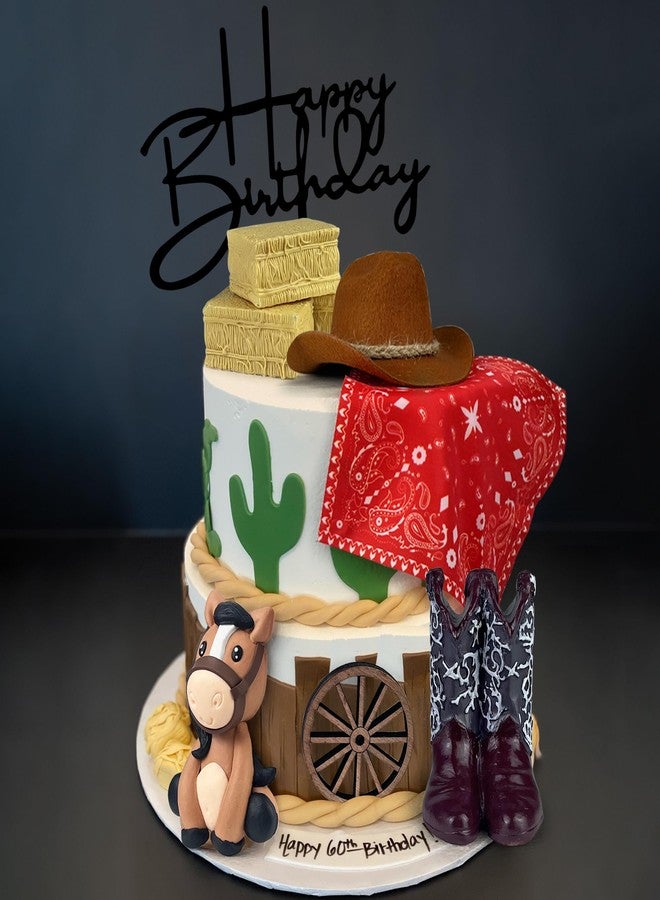 KEEPARTY Cowboy Cake Decorations Cowboy Hat and Boot Cake Toppers Western Cowboy Cowgirl Birthday Baby Shower for Western Theme Party Favors Supplies (Brown) - Image 4